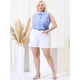 thumbnail image 3 of Camisas con botones de oficisin mangas de talgrande pamujer Top Cielo azul XXL, 3 of 5
