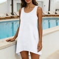 thumbnail image 4 of jtjvou Womens Swimsuit Cover Up Summer Sleeveless Solid T Shirt Beach Dress Tank Bikini Coverups White XXL, 4 of 7
