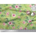 thumbnail image 2 of Soimoi Green Cotton Duck Fabric Leaves & Ranunculus Floral Print Fabric by the Yard 42 Inch Wide, 2 of 3