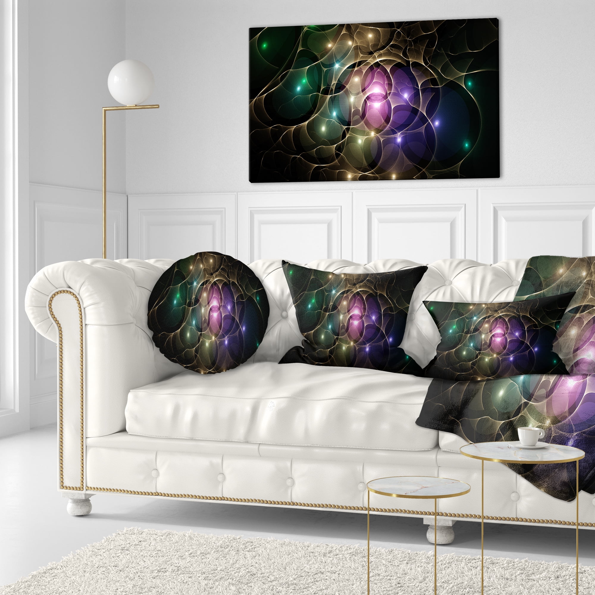 Designart Myriad of Colored Space Circles - Abstract Throw Pillow - 12x20