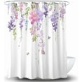 thumbnail image 2 of Floral Shower Curtain,Purple Wisteria Floral Polyester Fabric Waterproof Layer Thickening Shower Curtain 72X72Inches, 2 of 6