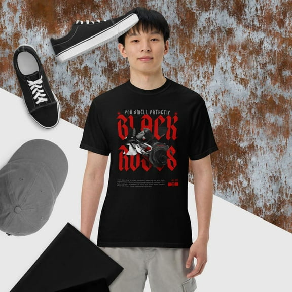 Black Rose Heavyweight T-Shirt (Black, S)