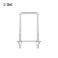thumbnail image 3 of Square U-Bolts 3 Sets 52mm Inner Width 120mm Length M8 304 Stainless Steel with Nuts and Plates, 3 of 5