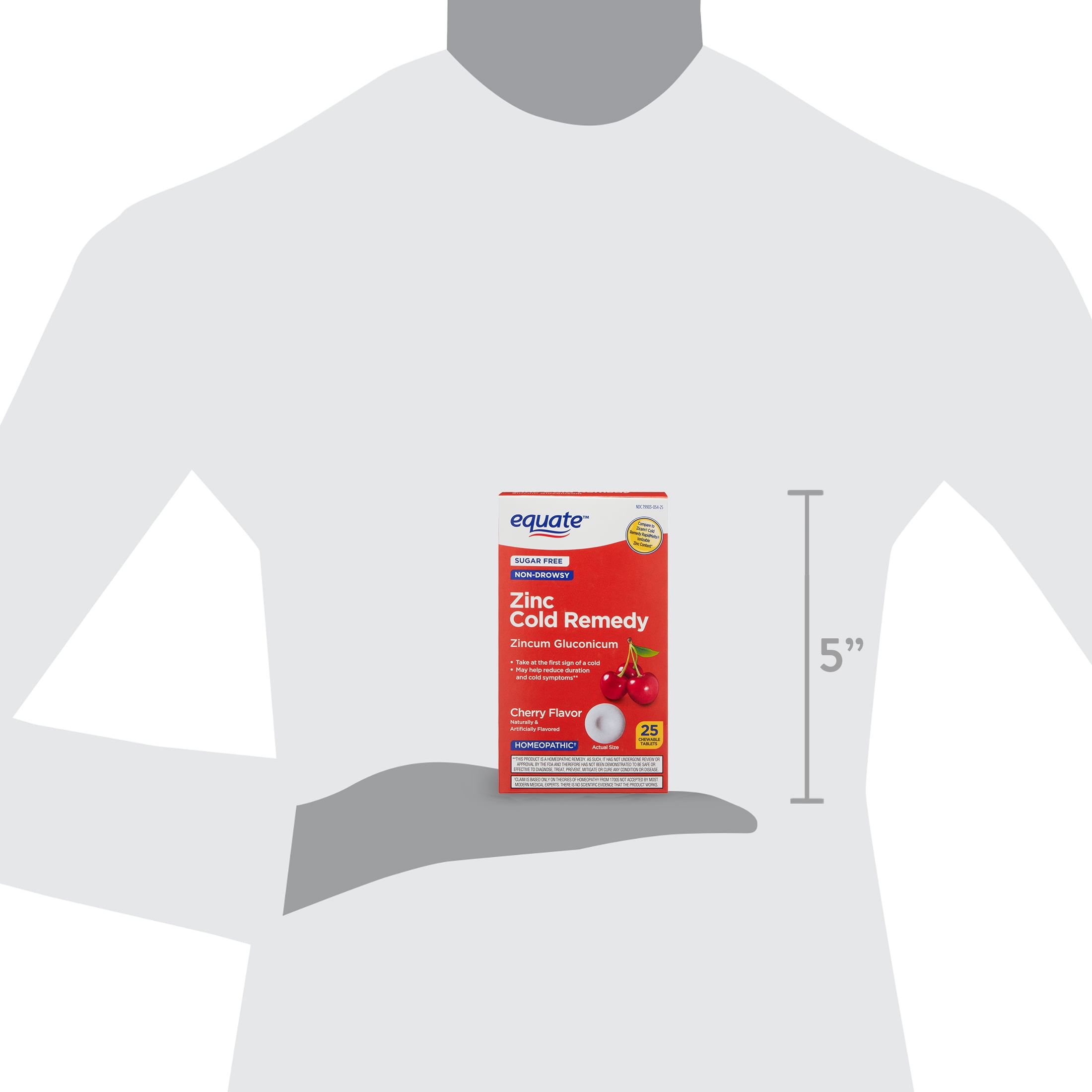 Equate Zinc Cold Remedy Chewable Tablets, Non-Drowsy, Cherry Flavor, 25 Count