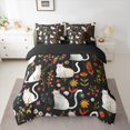 thumbnail image 2 of Manfei Cartoon White Cat Twin Bedding Sets 7-Piece for Kid, Vibrant Groovy Flower Bedding Comforter Set, Hippie Botanical Reversible Sheet Sets, Luxury Bedroom Decor, 2 of 7