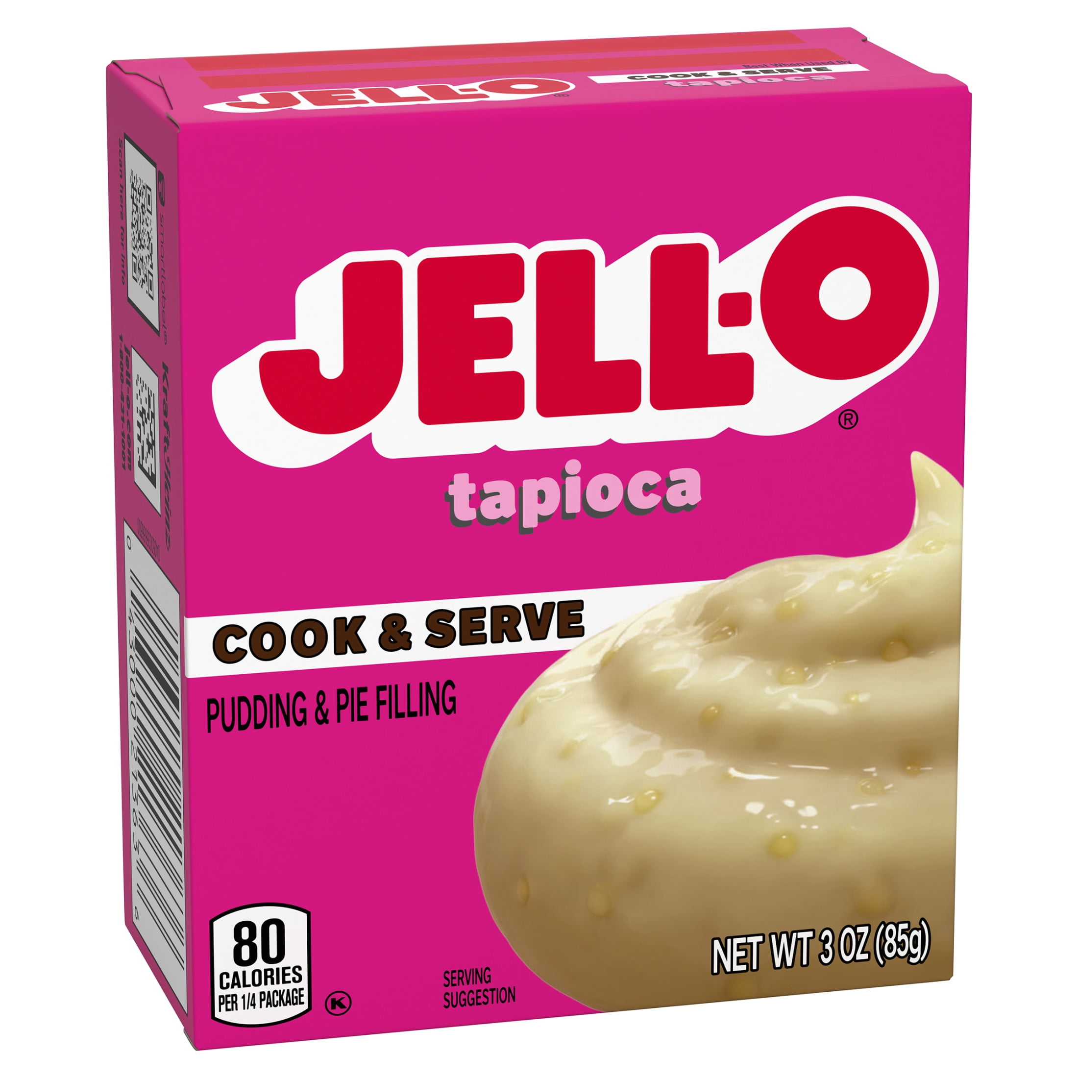 Jell-O Cook & Serve Tapioca Artificially Flavored Fat Free Pudding & Pie Filling Mix, 3 oz Box