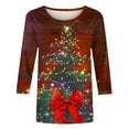 thumbnail image 4 of JURANMO Daily Deals Womens Christmas 3/4 Sleeve Shirts Fashion Sparkle Glitter Xmas Tree Print Graphic Tees Shirts Casual Crewneck Pullover Tops Holiday Clothes Multicolor XXL, 4 of 6