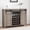 Light Ivory, variant on Kojooin Farmhouse-Style Coffee Bar Counter with Storage Space, 47-Inch Wine Cabinet with Sliding Barn Doors, Sideboard with 16-Bottle Wine Rack, Suitable for Dining Room and Living Room