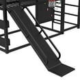 thumbnail image 6 of Twin XL size metal loft/bunk bed with basketball hoop, pull-up rings, climbing wall, and built-in bookshelves. Playful   childlike Delight featuring a slide,Black., 6 of 23