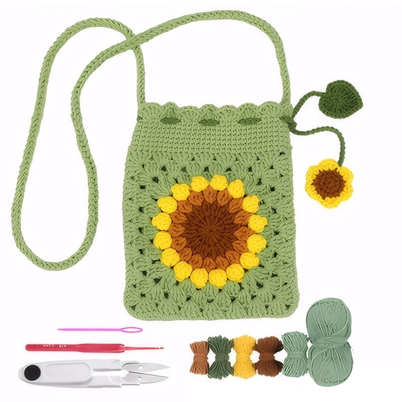 Advancent Kit para principiantes de bolsitas de ganchillo con bola de hilo hecha a mano para hacer bolsas de teléfono. Artesanía