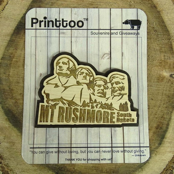 Mt Rushmore Wood Engraved Wooden Fridge Magnet Souvenir Gift