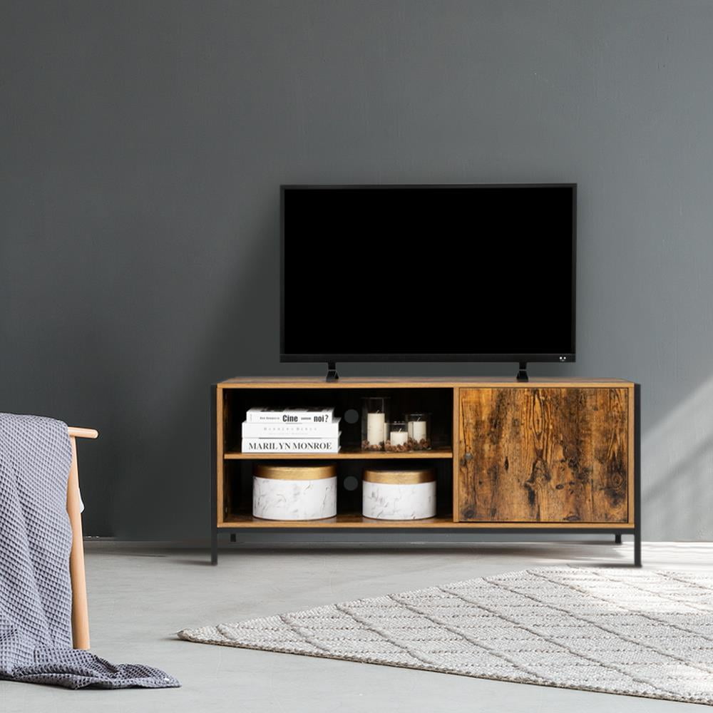 Zimtown Rustic Brown Single Door Wood TV Stand for TVs up to 55