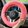 thumbnail image 3 of FH Group Cozy Soft Fluffy Fuzzy Universal Fit  14.5"-15.5" Plush Doe16 Faux Fur Steering Wheel Cover for Car, SUV, Van, Truck - Pink, 3 of 6