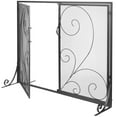 thumbnail image 1 of KFFKFF Single Panel Fireplace Screen with Door, Robust Iron Mesh, 39"(L) x31.6"(H) Spark Protection Cover, Easy Setup, Independent Fire Barrier Grid for Lounge Home Ornament Retro, 1 of 9