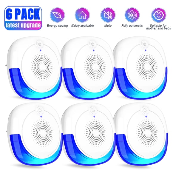 Repelente Ultrasónico de Plagas 6 Unidades, Repelente Ultrasónico Electrónico para Interiores, Control de Plagas para Mosquitos, Cucarachas, Ratones, Arañas, Hormigas, Humanos y Mascotas Seguro - Def