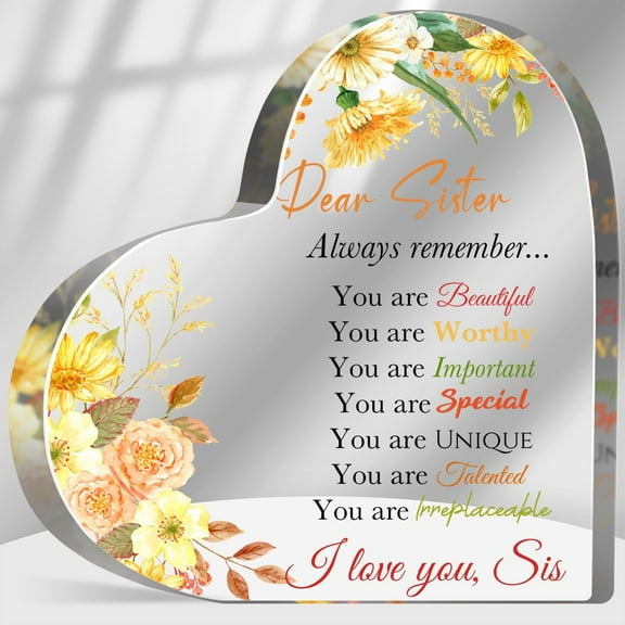 Inspirational Gifts for Sister Acrylic Paperweight You Are Beautiful Worthy Motivational Plaque for Women Sister Besties Birthday Gift Motivational Desk Sign Plaque Decor