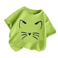 thumbnail image 1 of T-shirts à Manches Courtes Imprimés Chat pour Filles Tout-Petits Tailles 3-4T, 1 of 4