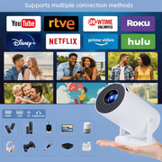 Gold Mini Projector with Retro Gaming Console, 2 Retro Game Sticks, Portable Projector with 30,000 Built-In Retro Games