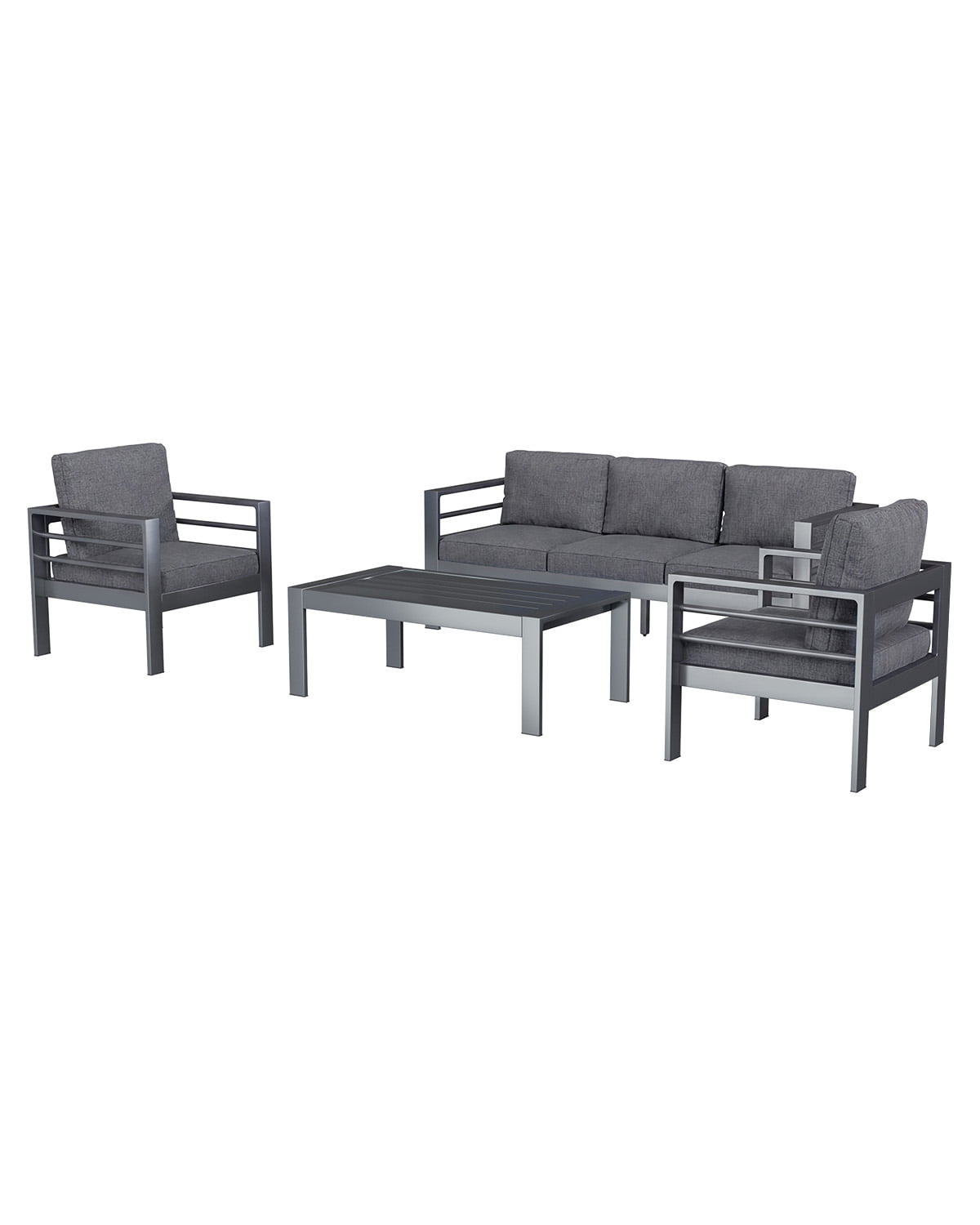 AECOJOY Aluminum Patio Furniture Set on sale, 5 Seats Modern Outdoor Furniture with Coffee Table, 4 Pieces Metal Conversation Sectional Sofa, Dark Gray