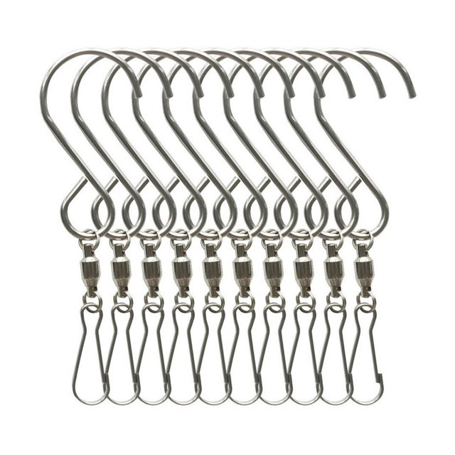 Harpily Manchette de Doigt Carillon Éolien en Acier Inoxydable Crochet Rotatif Intérieur et Extérieur Roulement 306 Petit Crochet de Panier à Fleurs Rotatif 10 Pcs Taille Unique Argent