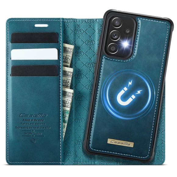 Funda tipo cartera desmontable compatible con Wefor para Samsung Galaxy A52