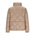 thumbnail image 6 of UPPADA Women's Winter Cropped Puffer Jacket with Hood Waterproof Short Warm Quilted Jacket Puffy Bubble Coat Outerwear with Pockets,Plaid Coats for Women Khaki,L, 6 of 9