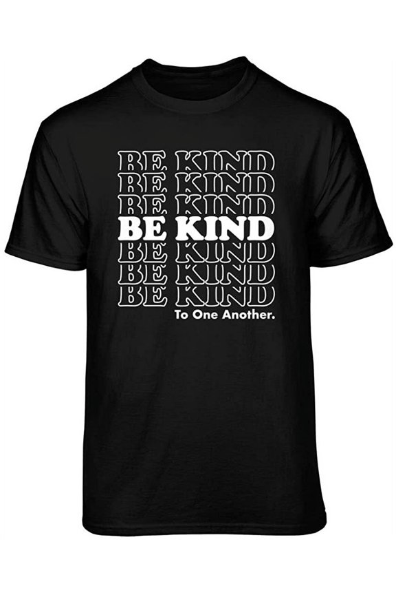 Be Kind Repeat Graphic T-Shirt (2XL - Standard Fit, Black White Type)