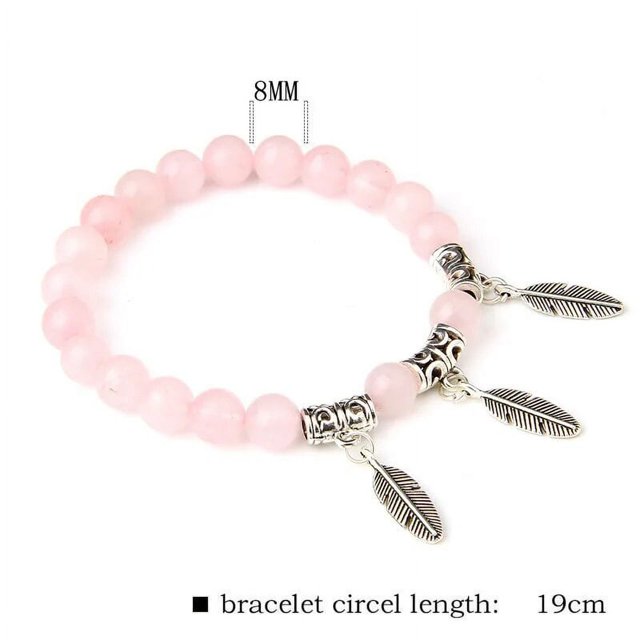 Pulsera de cuarzo rosa para mujer, brazalete de cuentas de cristal rosa, piedra Natural elástica, joyería curativa, regalo de Reiki