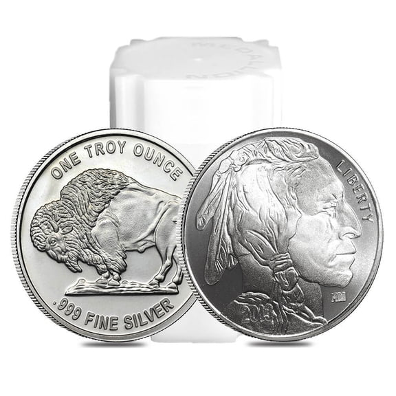 Roll of 20 - 1 oz Silver Generic Rounds .999 Fine (Tube, Lot of 20)