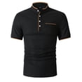 thumbnail image 4 of Men's Summer Mesh Stand Collar Short Sleeve 4-Button Top Shirt Casual Fashion Breathable Quick Dry Cooling Sun Protection Beach Vacation Travel Outfits Modern Essential | JASKFLY,Black L, 4 of 8