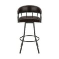 thumbnail image 3 of Armen Living Indoor Valerie 26" Swivel Brown Faux Leather and Java Brown Metal Bar Stool, 3 of 12