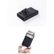 RFID Blocking Slim Wallet - One-Touch Pop Up Card Holder, Metal Minimalist Wallet for 10 Cards + Cash | Secure Front Pocket Design