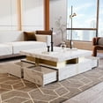 thumbnail image 3 of Noble House 43.3" Modern Square Storage Coffee Table with 4 Drawers,White, 3 of 9
