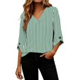 thumbnail image 6 of Qiggri 3/4 Length Sleeve Womens Tops Dressy Casual Blouses V Neck T Shirts Summer Tops Spring Outfits Loose Fit L, 6 of 7