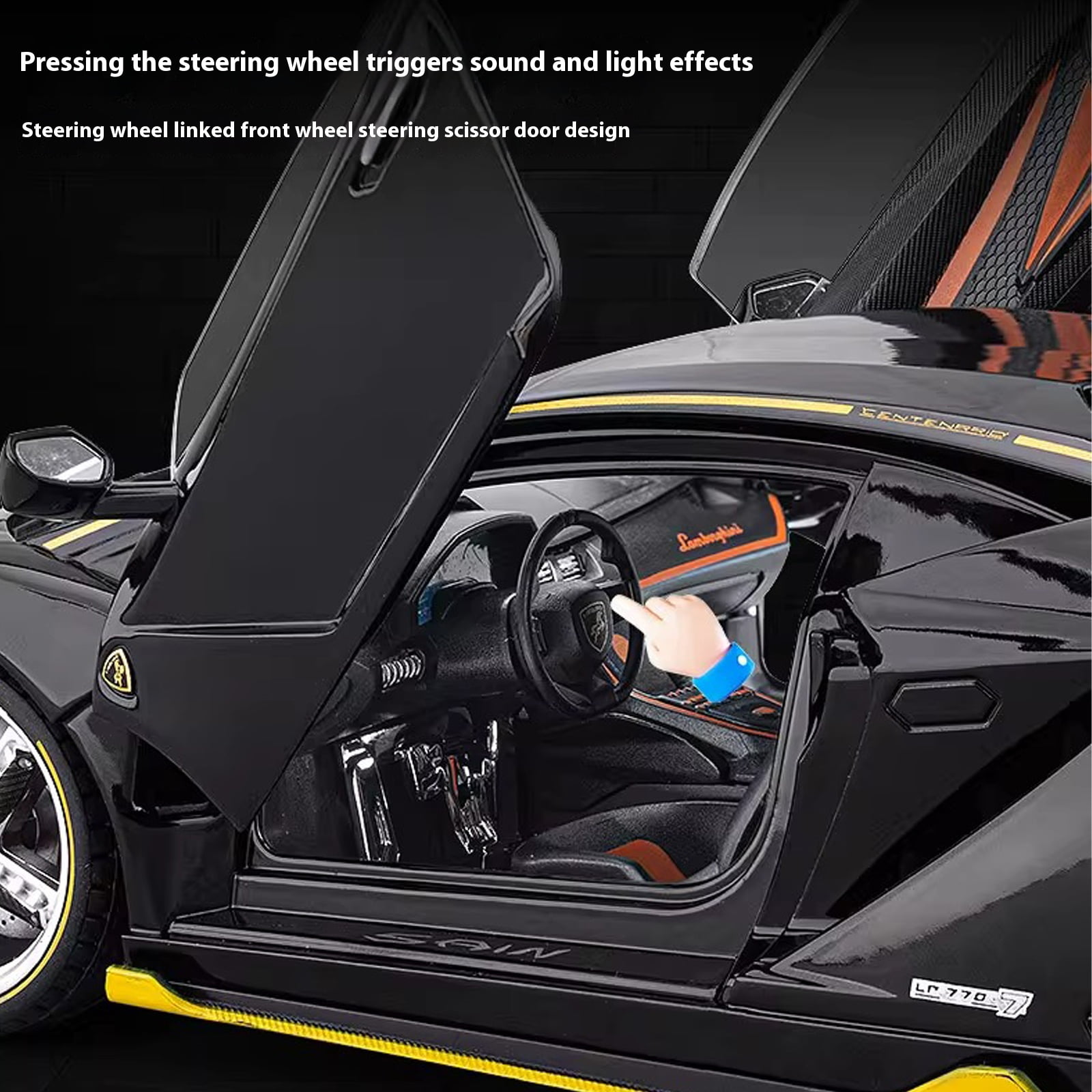 Anmyjuly 1:18 scale LP770 sports car model kits with Alloy Body, Shock Absorption Tires, Simulated Lights & Sound, Steerable Front Wheels & Adjustable Rear Wing, die cast metal toy cars
