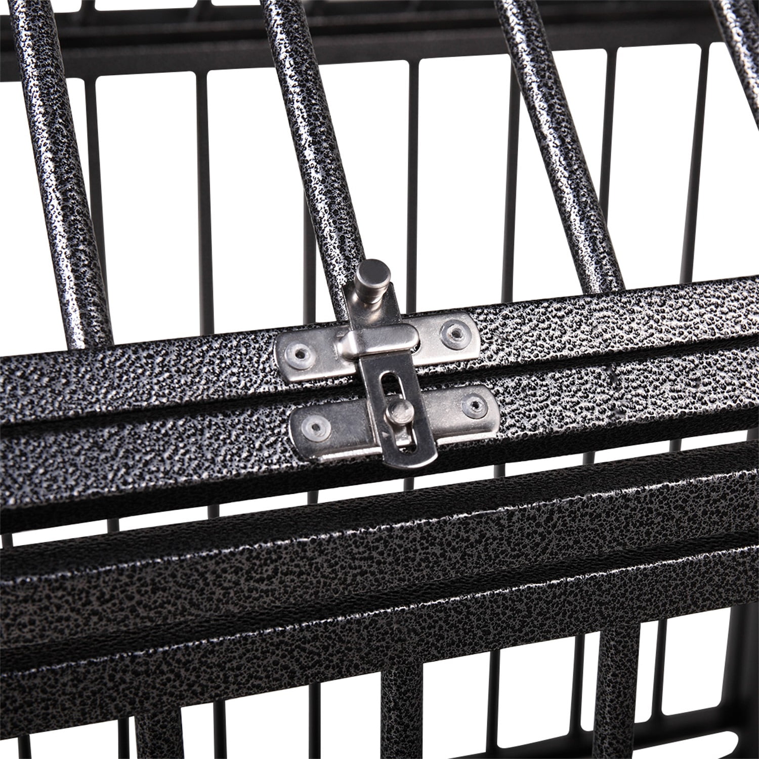 Pefilos 45" Large Dog Cage for Indoor Heavy Duty Metal Dog Crate Kennel with 4 Universal Wheels, Openable Pointed Top and Front Door, Black Pefilos 45" Large Dog Cage for Indoor Heavy Duty Metal Dog Crate Kennel with 4 Universal Wheels, Openable Pointed Top and Front Door, Black