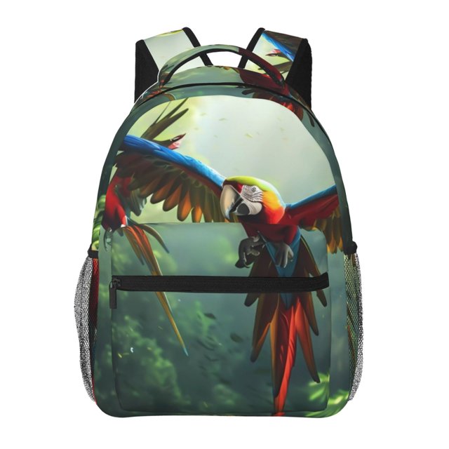 Disketp Flying Parrots In Jungle Mochila Estampada para Hombre y Mujer – Mochila Ligera Clásica con Múltiples Bolsillos para Universidad, Trabajo y Viajes-One Size