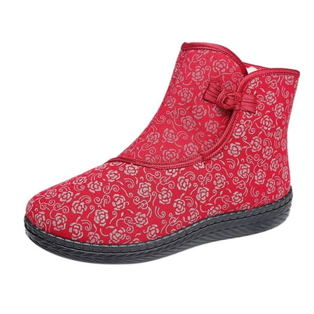 

Luiyenes Women s Thick Printed Outdoor Shoes Boots Velvet Boots Plus Toe Warm Cotton Snow Round Women s Boots