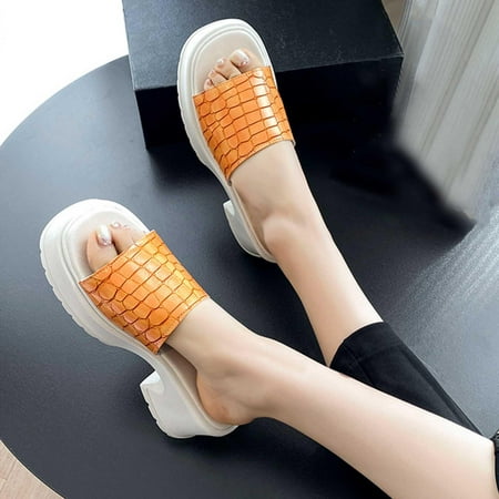 

Tdoqot Womens Platform Sandals- Fashion Beach Square Toe Comfy Dressy Summer Wedge Sandals for Women Orange Size 9