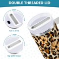 thumbnail image 3 of Yayeee 40oz Stainless Steel Tumbler with Straw and Handle Double-Wall Insulated Travel Water Bottle, Brown Floral Leopard Pattern, 3 of 8