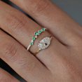 thumbnail image 2 of Round Emerald & Diamond Wave Ring, 925 Sterling Silver Ring, Stackable Band Ring, Lighweigh Ring, Daily Wear Jewelry May Birthstone Ring, Prong Setting., 2 of 4