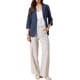 thumbnail image 2 of Blazers informales para mujeres, verano, chaqueta de traje ligera de algodón y lino, manga 3/4, XL, azul marino, 2 of 6