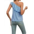 thumbnail image 6 of Yunliwuli Women Vest, Sleeveless One-shoulder Ruffled Hollowed Slim Summer Tops for Club Party, 6 of 6