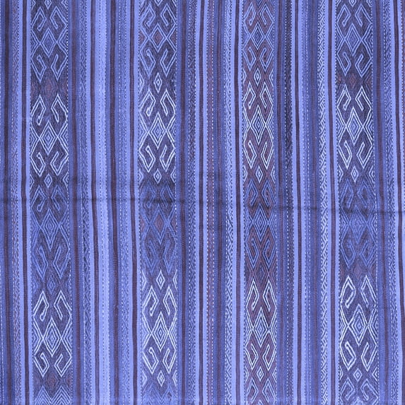 Ahgly Company Machine Washable Indoor Square Southwestern Blue Country Area Rugs, 6' Square