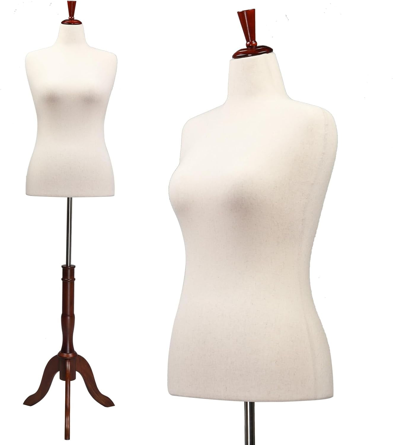Female Dress Form Size 10-16, Adjustable Height Torso Body with Upgraded Tripod Stand, Medium Size Mannequin for Sewing and Display (14-16, White)