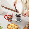 thumbnail image 3 of Vancasso Tea Mug with Infuser and Lid, 18 oz Loose Leaf Tea Cup with Strainer, Ceramic Coffee Mug for Tea, Coffee, Microwave & Dishwasher Safe, 3 of 10