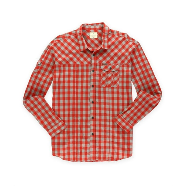 Marc Ecko Camisa con botones para hombre diseno de cuadros cortados y cosidos rojo XX Large Marc Ecko Botones al frente Walmart en linea