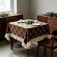 thumbnail image 4 of Christmas Square Tablecloth, Ruffled Christmas Plaid Polyester Blend Table Cover for Dining Table and Holiday Party, 31 x 31 in, 4 of 6