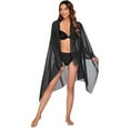 thumbnail image 6 of Women Chiffon Swimwear Pareo Scarf Beach Cover Up Wrap Kaftan Sarong Black One Size, 6 of 7
