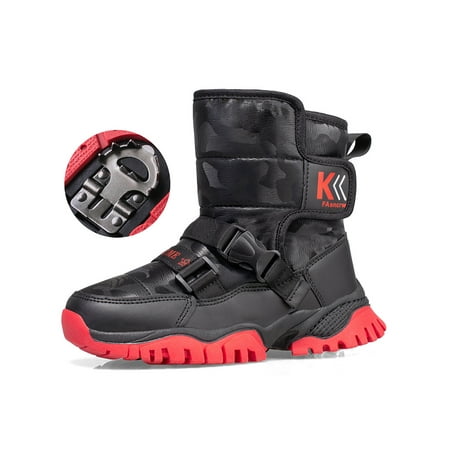 

SIMANLAN Unisex Comfort Booties Non-Slip Plush Lining Short Boots School Casual Hook And Loop Ankle Bootie Black 1Y